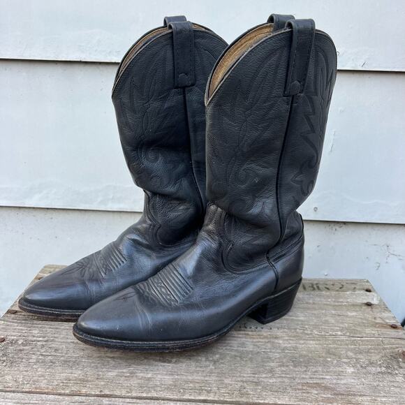 Vintage Dan Post Gray Almond Toe Cowboy Western Boots Size 9D main image 2